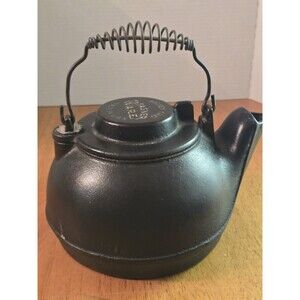 Vintage Wagner Ware Sidney O Cast Iron Tea Kettle Swivel Lid Coil Handle Clean